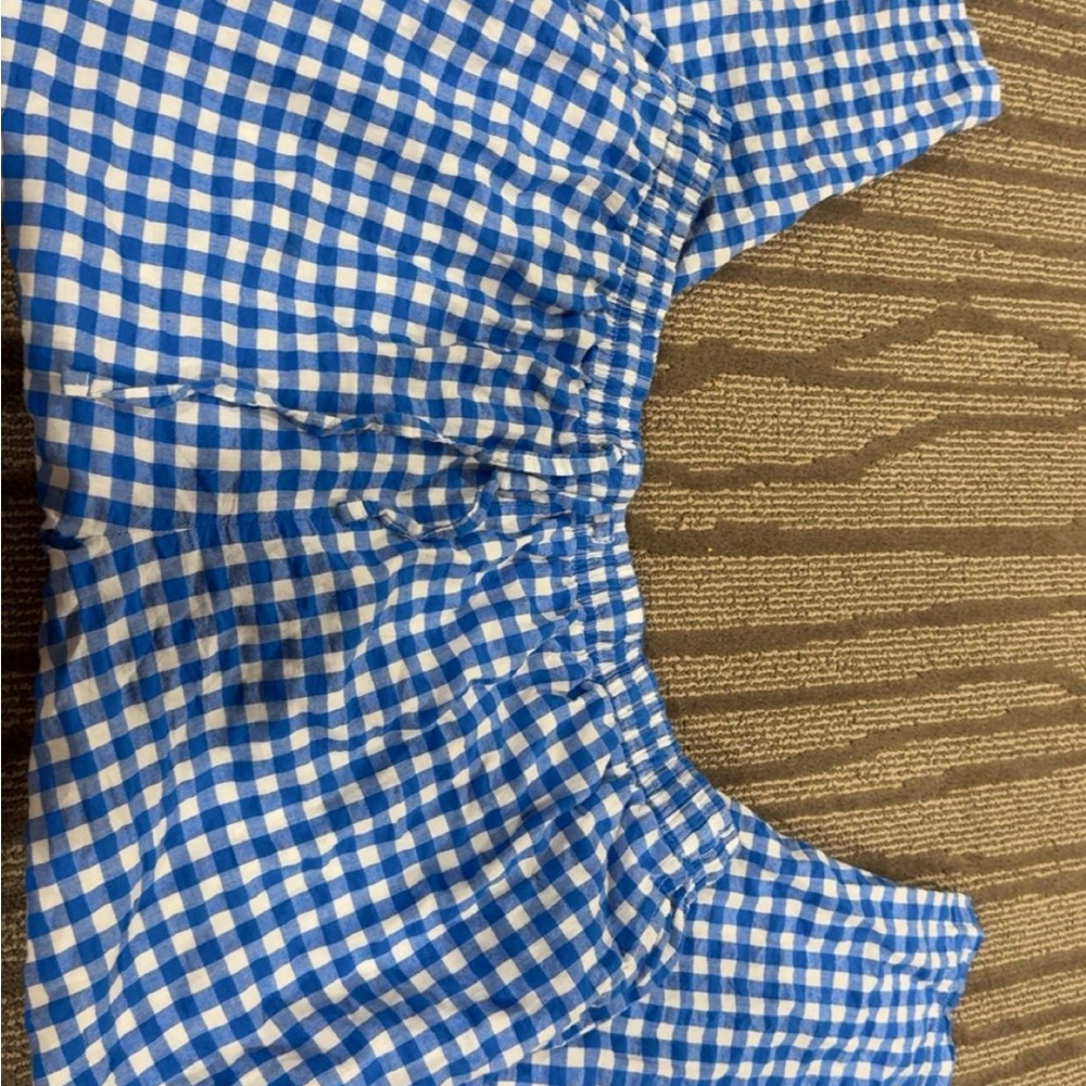 Blue and White Gingham Pants